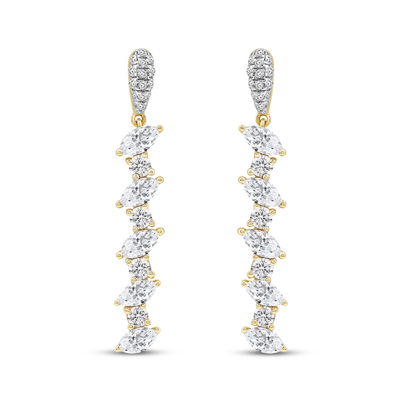 Marquise & Round-Cut Diamond Dangle Earrings 1-1/2 ct tw 14K Yellow Gold