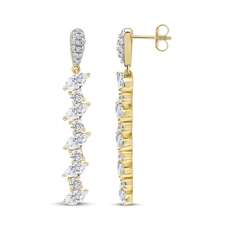 Marquise & Round-Cut Diamond Dangle Earrings 1-1/2 ct tw 14K Yellow Gold