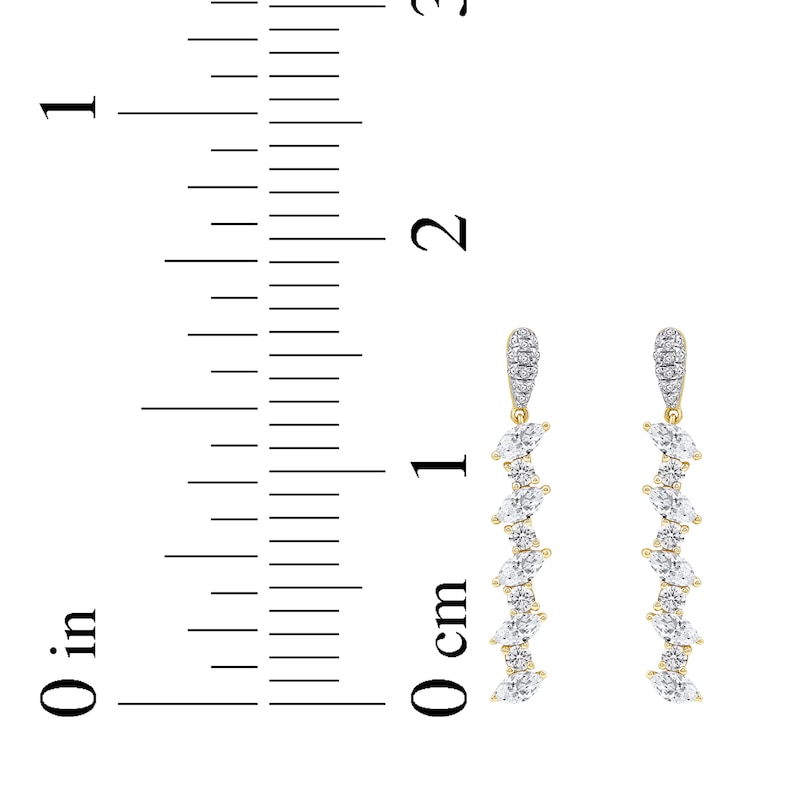 Marquise & Round-Cut Diamond Dangle Earrings 1-1/2 ct tw 14K Yellow Gold