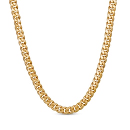 Hollow Cuban Curb Chain Necklace 9.3mm 10K Yellow Gold 22&quot;