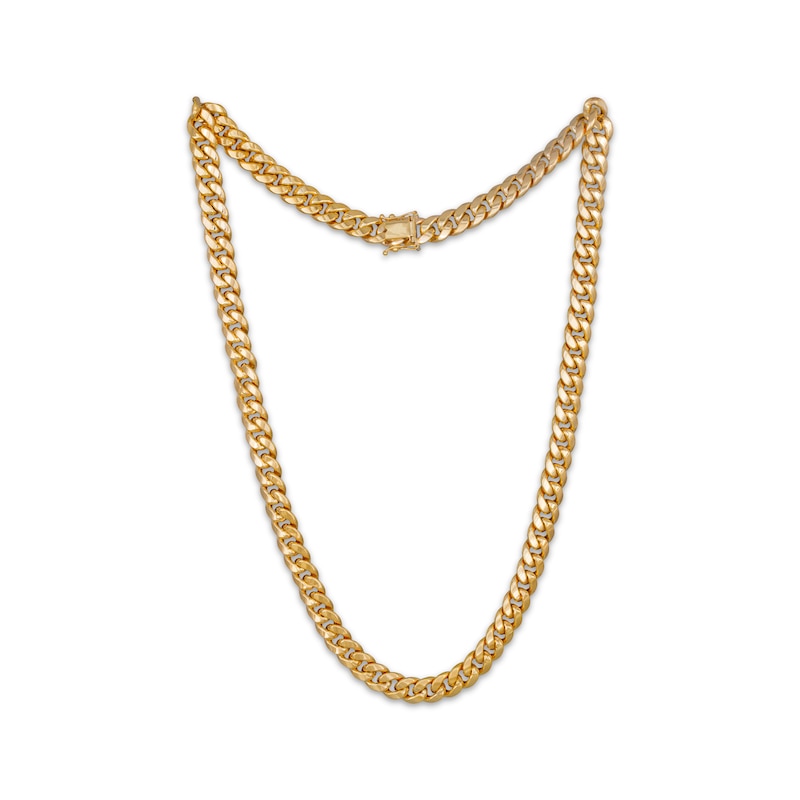 Main Image 2 of Hollow Cuban Curb Chain Necklace 9.3mm 10K Yellow Gold 22&quot;