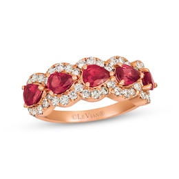 Le Vian Pear-Shaped Ruby Ring 3/4 ct tw Diamonds 14K Strawberry Gold