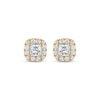 Thumbnail Image 2 of THE LEO Diamond Princess-Cut Halo Stud Earrings 1 ct tw 14K Yellow Gold