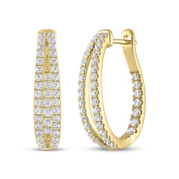 THE LEO Diamond Split Oval Inside-Out Hoop Earrings 1 ct tw 14K Yellow Gold