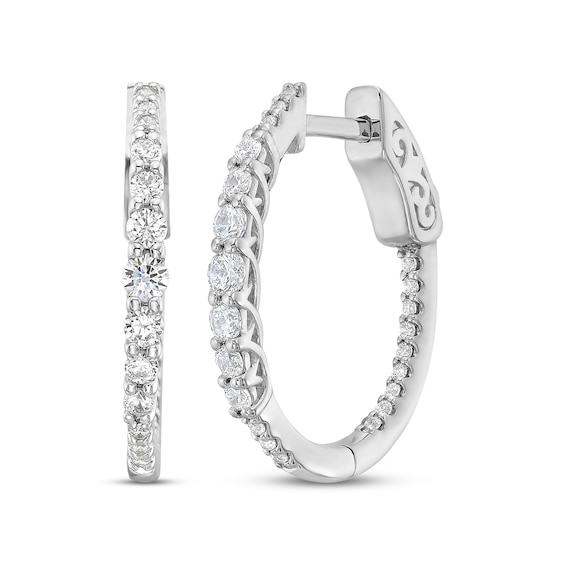 Diamond Graduated Inside-Out Hoop Earrings 3/4 ct tw 10K White Gold