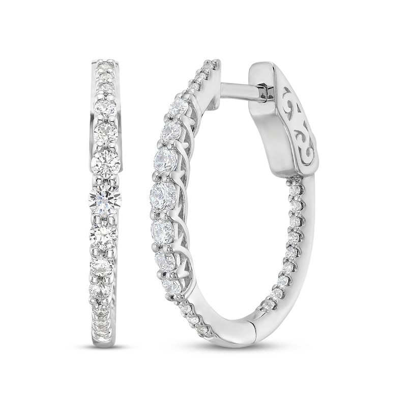 Main Image 1 of Diamond Graduated Inside-Out Hoop Earrings 3/4 ct tw 10K White Gold