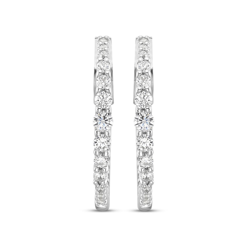 Main Image 2 of Diamond Graduated Inside-Out Hoop Earrings 3/4 ct tw 10K White Gold