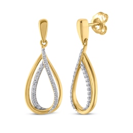 Diamond Dangle Earrings 1/4 ct tw 10K Yellow Gold