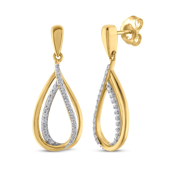 Diamond Dangle Earrings 1/4 ct tw 10K Yellow Gold