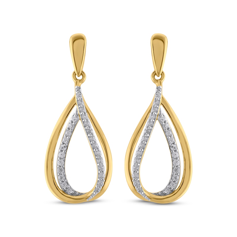 Main Image 2 of Diamond Dangle Earrings 1/4 ct tw 10K Yellow Gold