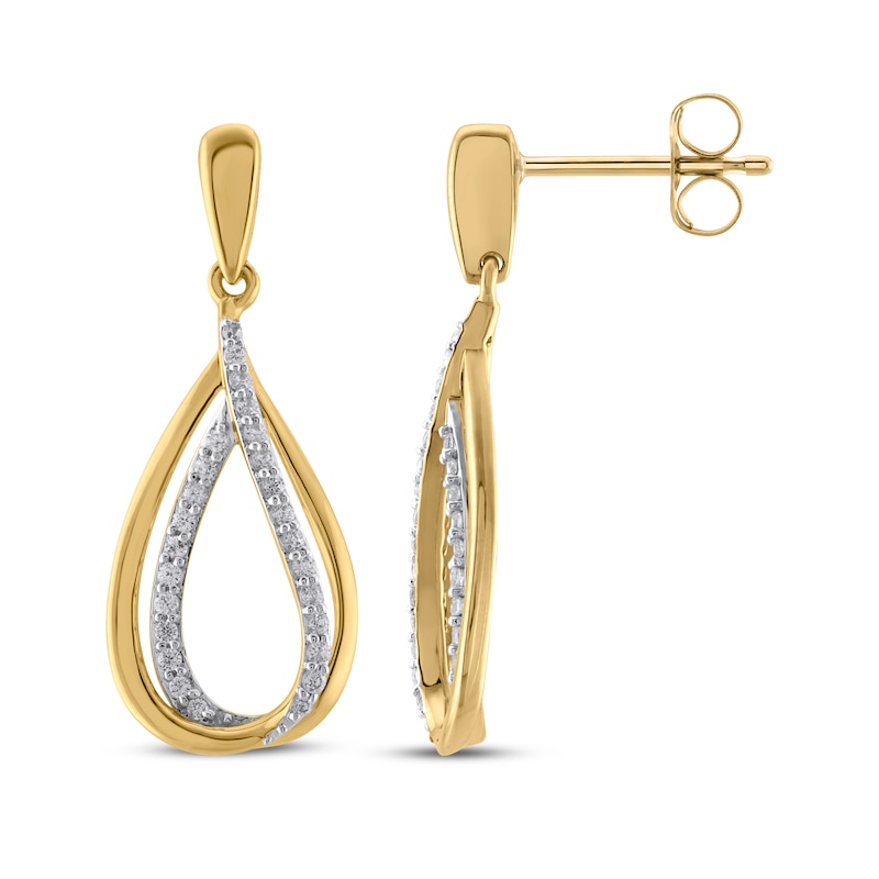 Main Image 3 of Diamond Dangle Earrings 1/4 ct tw 10K Yellow Gold