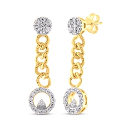 Diamond Chain Drop Earrings 1/4 ct tw 10K Yellow Gold