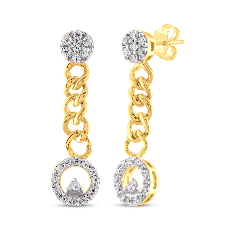 Diamond Chain Drop Earrings 1/4 ct tw 10K Yellow Gold