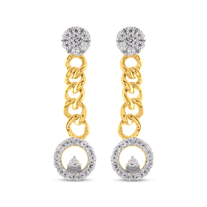 Diamond Chain Drop Earrings 1/4 ct tw 10K Yellow Gold