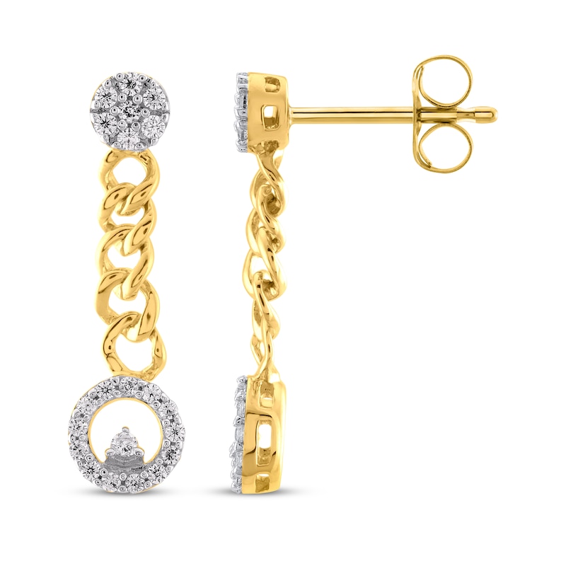 Diamond Chain Drop Earrings 1/4 ct tw 10K Yellow Gold