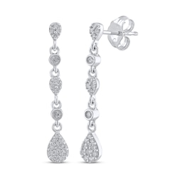 Multi-Diamond Teardrop Dangle Earrings 1/4 ct tw 10K White Gold