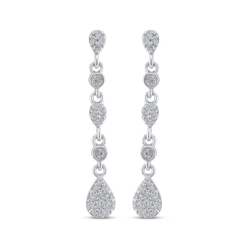 Main Image 2 of Multi-Diamond Teardrop Dangle Earrings 1/4 ct tw 10K White Gold