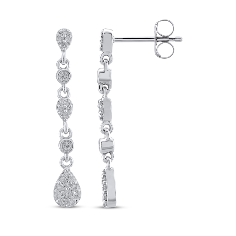 Main Image 3 of Multi-Diamond Teardrop Dangle Earrings 1/4 ct tw 10K White Gold