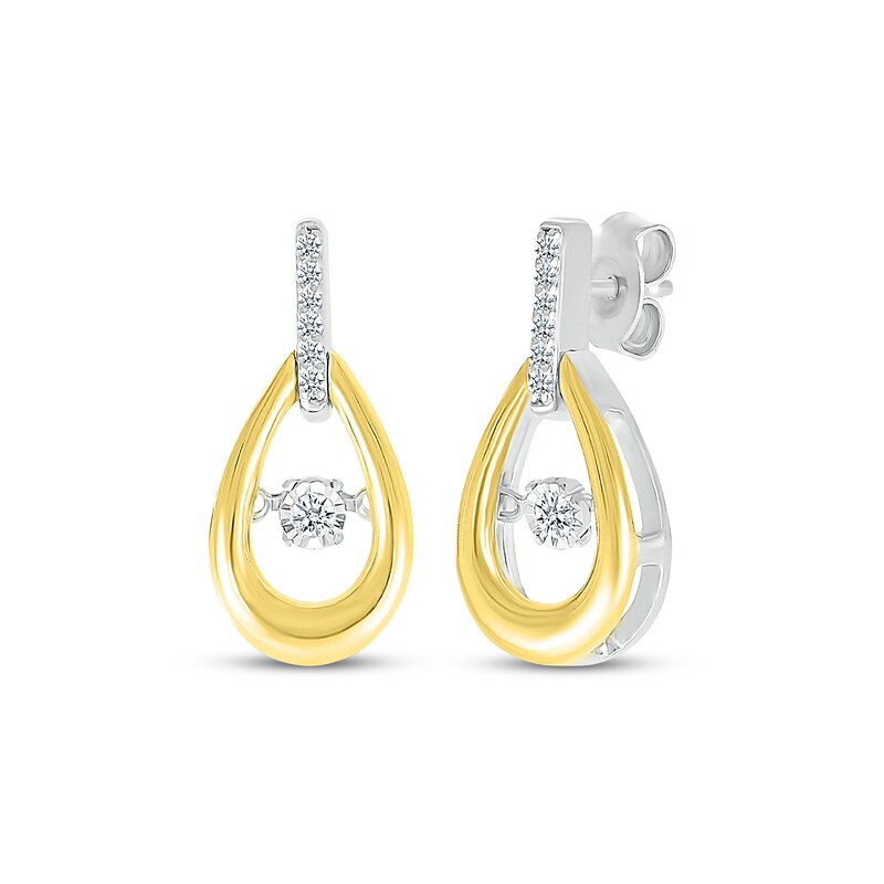 Main Image 1 of Unstoppable Love Diamond Teardrop Earrings 1/10 ct tw Sterling Silver & 10K Yellow Gold