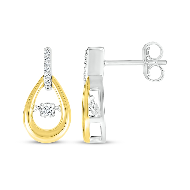 Main Image 3 of Unstoppable Love Diamond Teardrop Earrings 1/10 ct tw Sterling Silver & 10K Yellow Gold