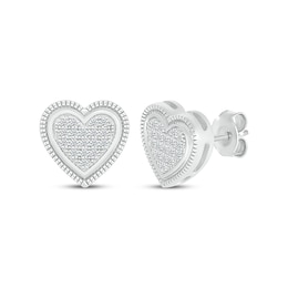 Multi-Diamond Heart Stud Earrings 1/10 ct tw Sterling Silver