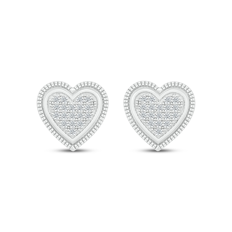 Multi-Diamond Heart Stud Earrings 1/10 ct tw Sterling Silver