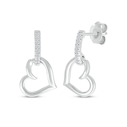 Diamond Heart Doorknocker Earrings 1/20 ct tw Sterling Silver