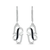 Thumbnail Image 1 of Black & White Diamond Infinity & Hearts Dangle Earrings 1/5 ct tw Sterling Silver