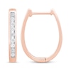 Thumbnail Image 2 of Diamond Channel Oval Hoop Earrings 1/5 ct tw 10K Rose Gold