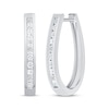 Thumbnail Image 1 of Diamond Channel Oval Hoop Earrings 1/3 ct tw 10K White Gold