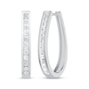 Thumbnail Image 1 of Diamond Channel Oval Hoop Earrings 1/2 ct tw 10K White Gold