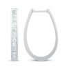 Thumbnail Image 3 of Diamond Channel Oval Hoop Earrings 1/2 ct tw 10K White Gold