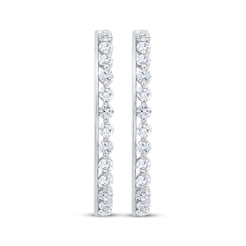 Main Image 2 of Diamond Line Hoop Earrings 1 ct tw 10K White Gold