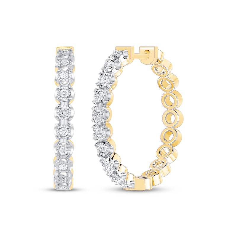 Round-Cut Diamond Hoop Earrings 1/4 ct tw 10K Two-Tone Gold