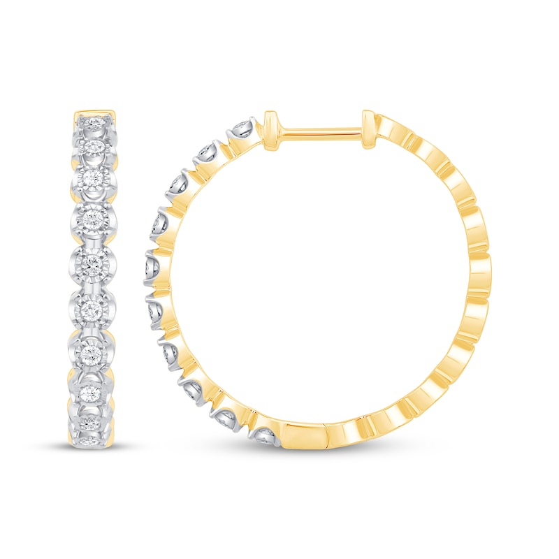 Round-Cut Diamond Hoop Earrings 1/4 ct tw 10K Two-Tone Gold