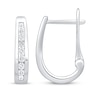 Thumbnail Image 3 of Channel-Set Diamond Oval Hoop Earrings 1/2 ct tw 10K White Gold