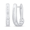 Thumbnail Image 1 of Channel-Set Diamond Oval Hoop Earrings 1/4 ct tw 10K White Gold