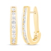 Thumbnail Image 1 of Channel-Set Diamond Oval Hoop Earrings 1 ct tw 10K Yellow Gold