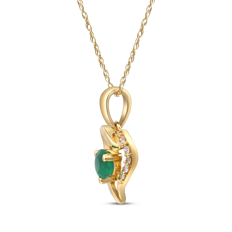 Main Image 2 of Natural Emerald & Diamond Accent Heart Necklace 10K Yellow Gold 18&quot;