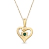 Thumbnail Image 3 of Natural Emerald & Diamond Accent Heart Necklace 10K Yellow Gold 18&quot;