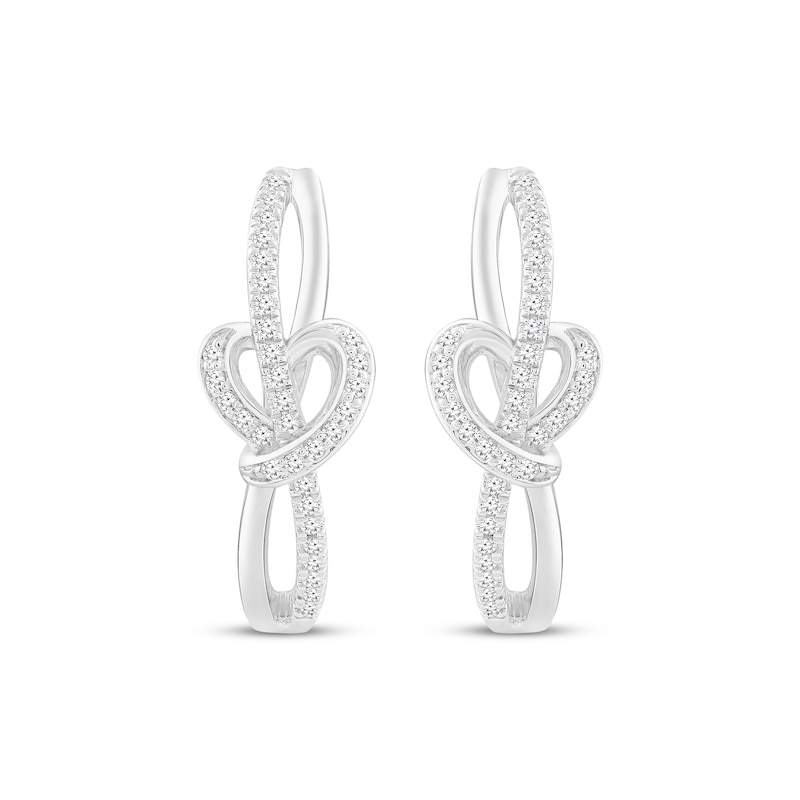 Main Image 2 of Diamond Heart Loop Hoop Earrings 1/5 ct tw Sterling Silver