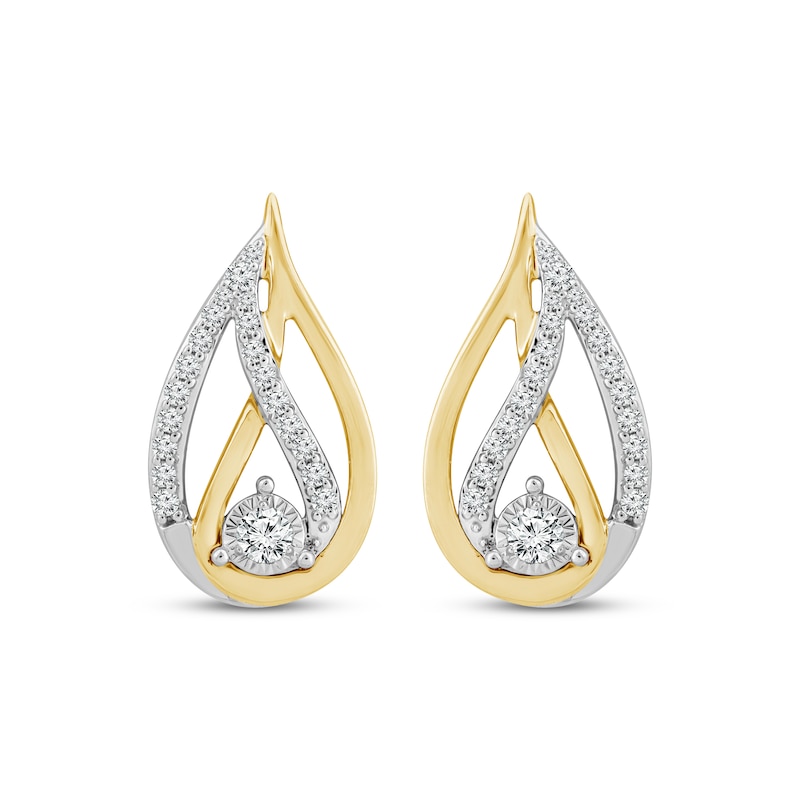 Love Ignited Diamond Flame Stud Earrings 1/5 ct tw Sterling Silver & 10K Yellow Gold