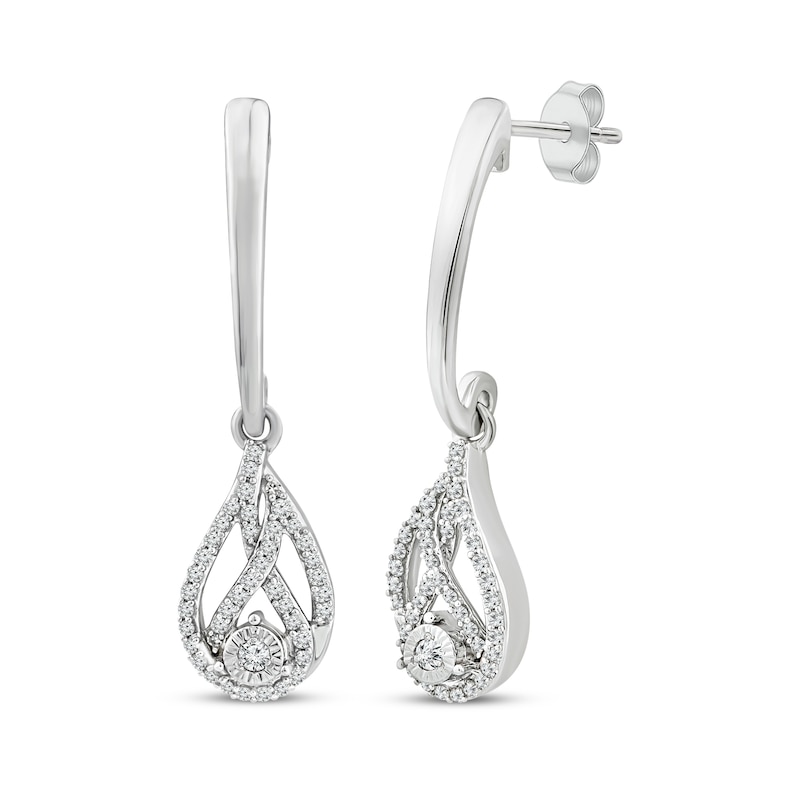 Love Ignited Diamond Flame Dangle Earrings 1/6 ct tw Sterling Silver