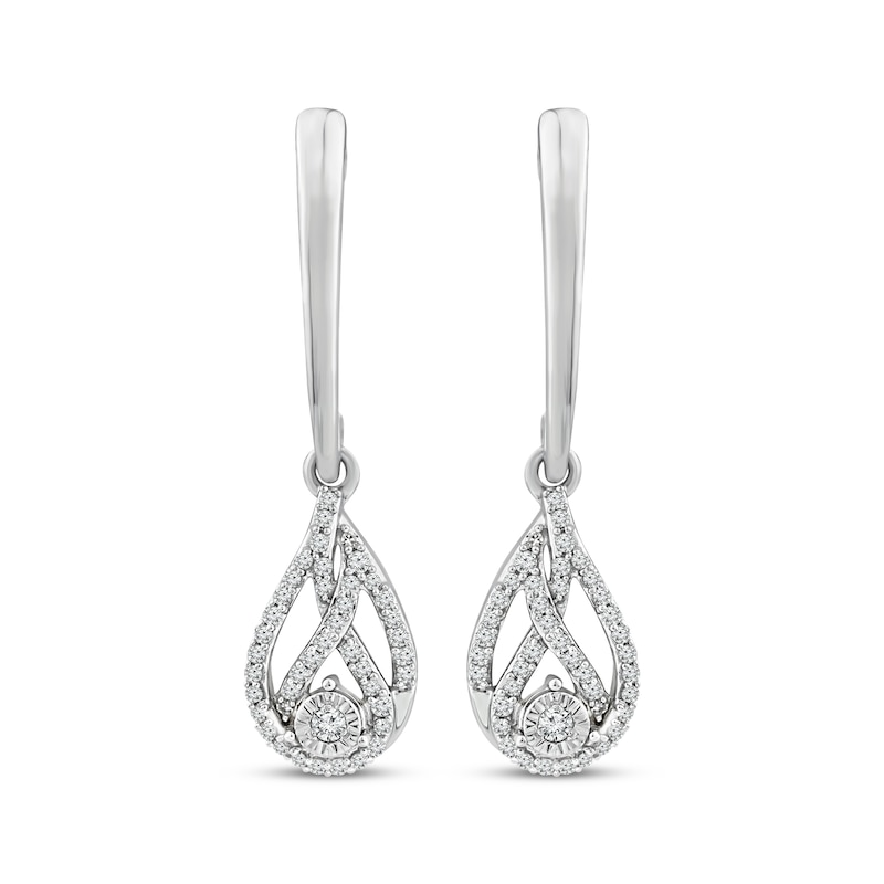 Love Ignited Diamond Flame Dangle Earrings 1/6 ct tw Sterling Silver