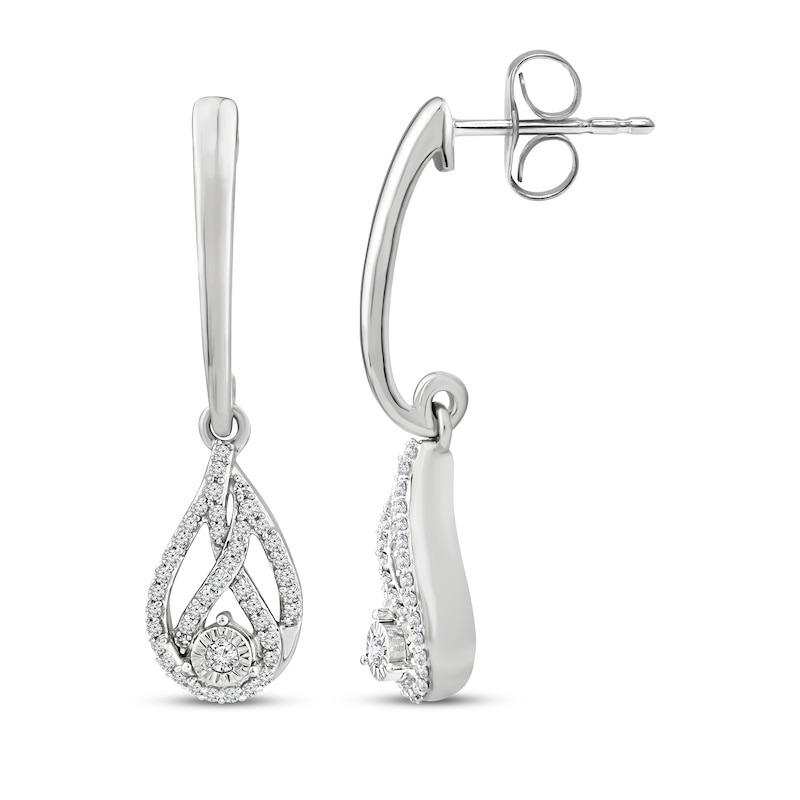 Love Ignited Diamond Flame Dangle Earrings 1/6 ct tw Sterling Silver