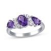 Thumbnail Image 1 of Oval and Pear-Cut Amethyst, White Topaz Ring Sterling Silver