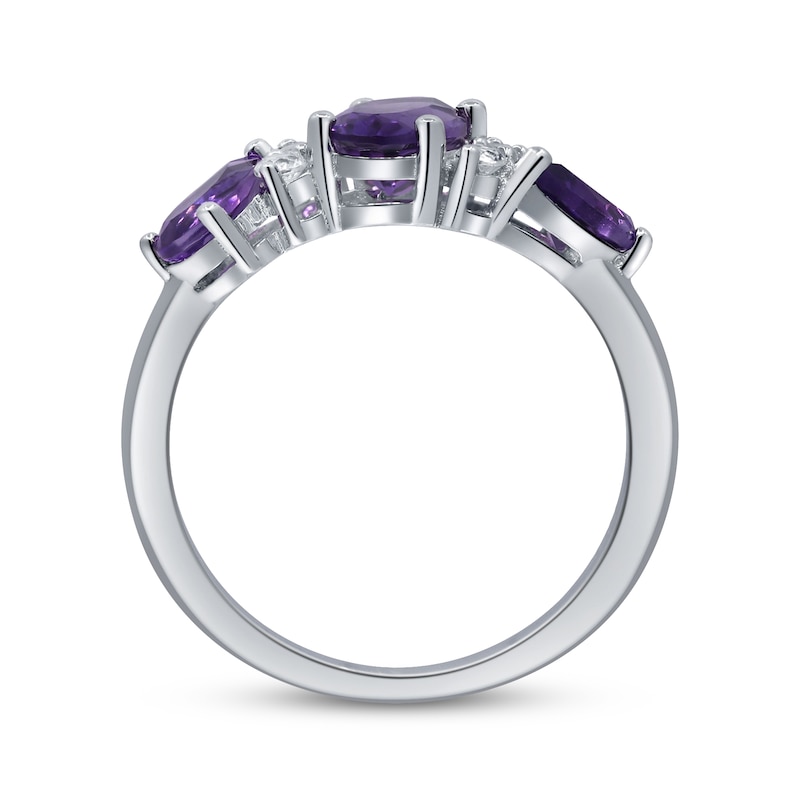 Main Image 2 of Oval and Pear-Cut Amethyst, White Topaz Ring Sterling Silver