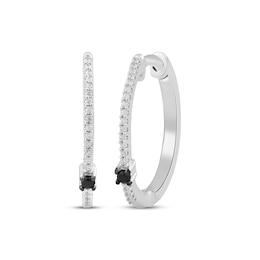 Black & White Diamond Hoop Earrings 1/10 ct tw Sterling Silver