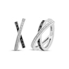 Thumbnail Image 1 of Black & White Diamond Crossover Hoop Earrings 1/10 ct tw Sterling Silver