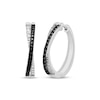 Thumbnail Image 1 of White & Black Diamond Crossover Hoop Earrings 1/10 ct tw Sterling Silver